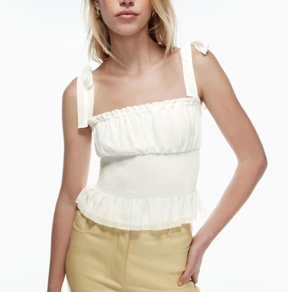 Wilfred Aritzia Ballad Camisole Smocked Chiffon Cami Y2K Cottagecore - Picture 1 of 10